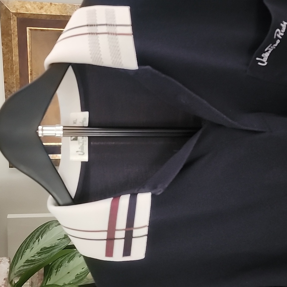 Valentino Rudy Navy Polo Shirt | Vintage Retro Collar | Men’s - Picture 2 of 11